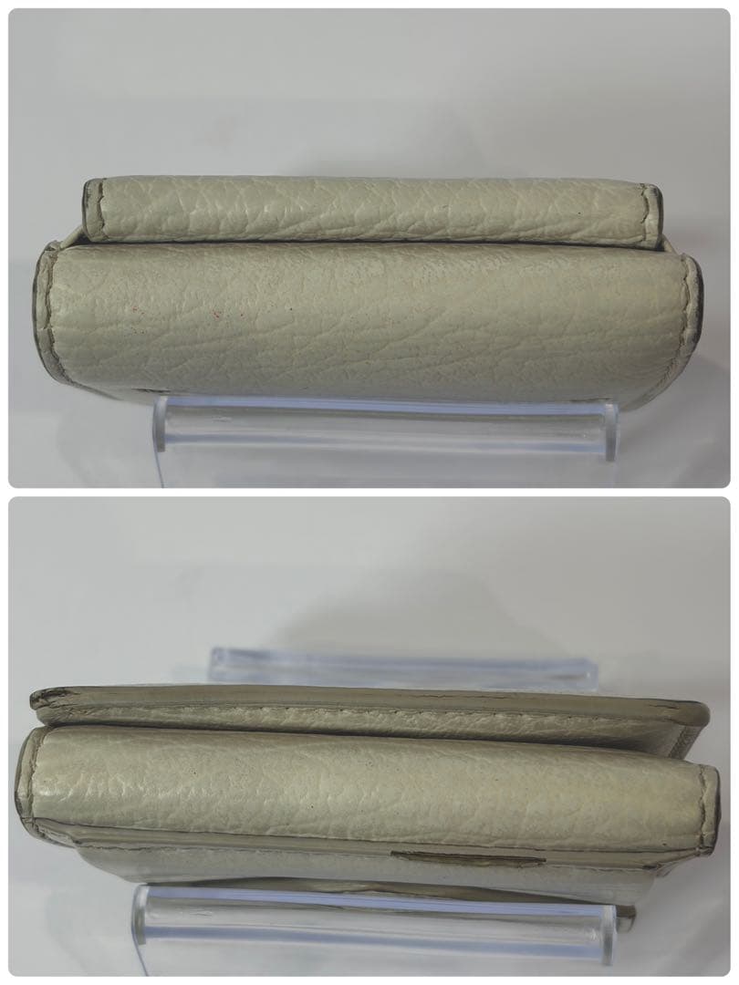 メゾンマルジェラ 11 レザー 三つ折り財布 4ステッチ アイボリー 付属品完備