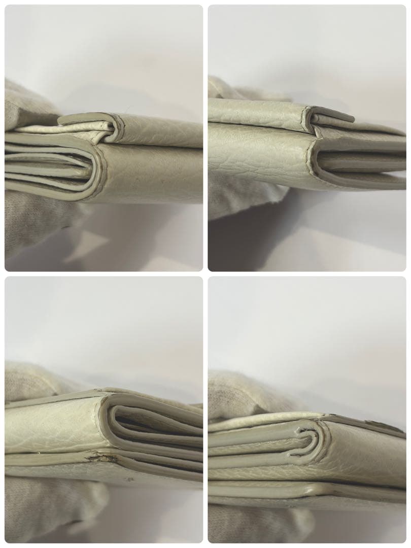 メゾンマルジェラ 11 レザー 三つ折り財布 4ステッチ アイボリー 付属品完備