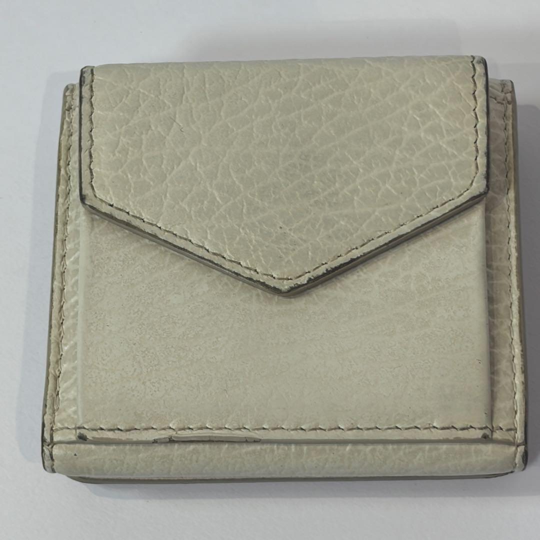 メゾンマルジェラ 11 レザー 三つ折り財布 4ステッチ アイボリー 付属品完備