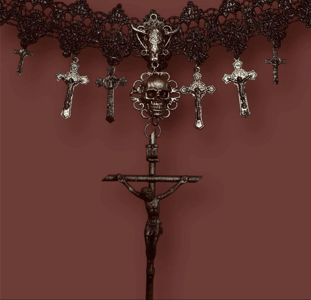 み*う様 1点物★ジャンポールゴルチエ★スカルヘッド7クロスチョーカーネックレス