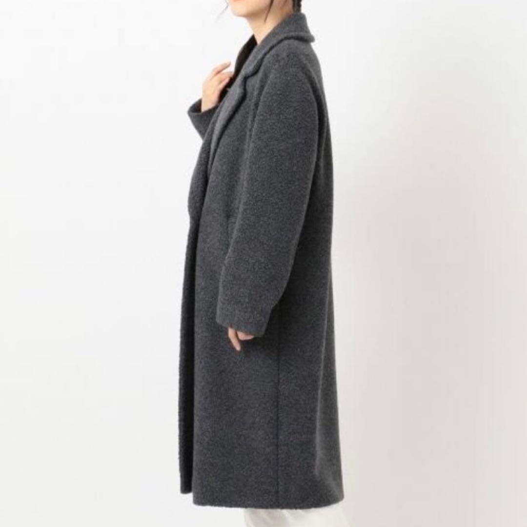 美品✨23区 大人可愛い ボアジャージー チェスターコート ロング グレー38M