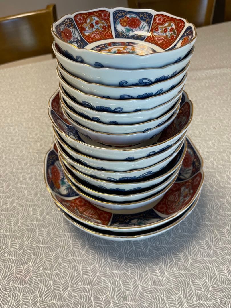 松*樹様 古伊万里　膾皿　金彩赤絵　15枚セット