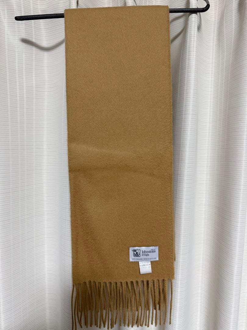 ジョンストンズ カシミヤ100％ 中判ストール キャメル