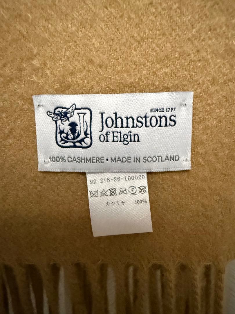 ジョンストンズ カシミヤ100％ 中判ストール キャメル