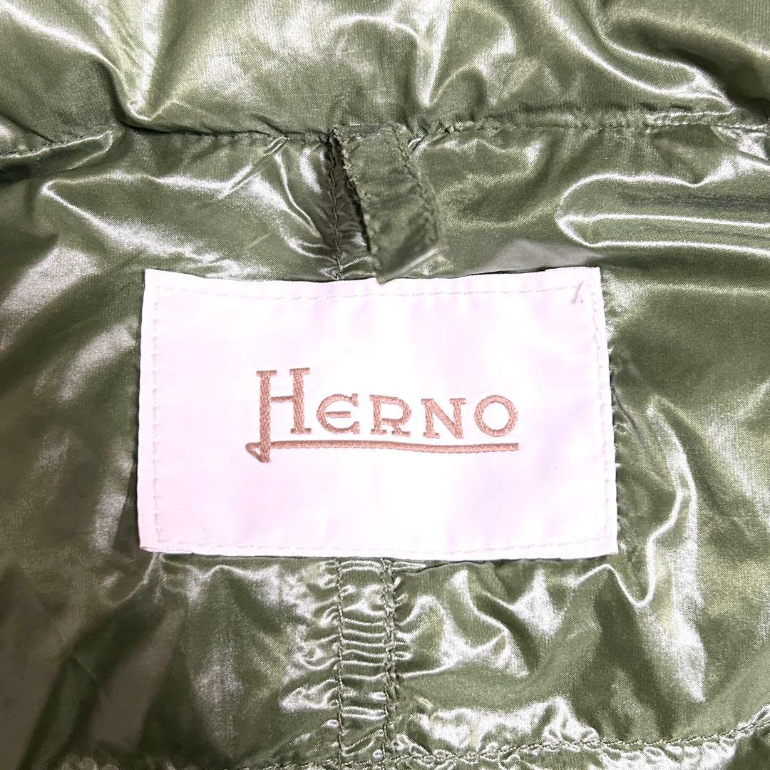 美品✨ HERNO ヘルノ ダウンベスト フード グリーン 42 レディース