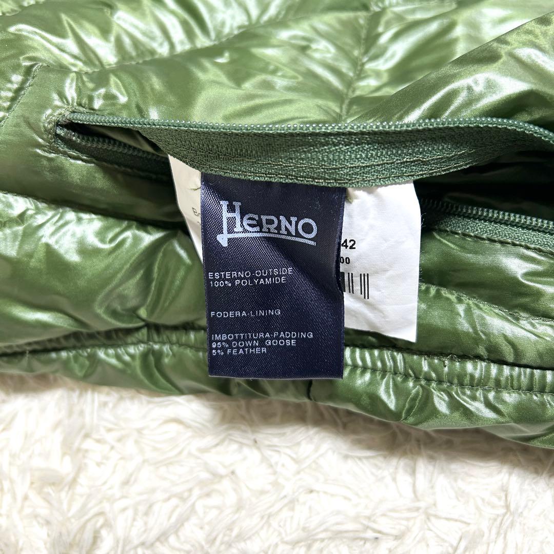 美品✨ HERNO ヘルノ ダウンベスト フード グリーン 42 レディース