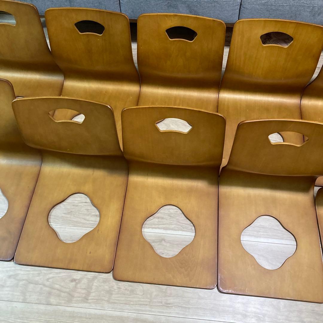 まとめ売り　木製座椅子　12脚セット　曲げ座椅子　和座椅子　旅館　座敷　②