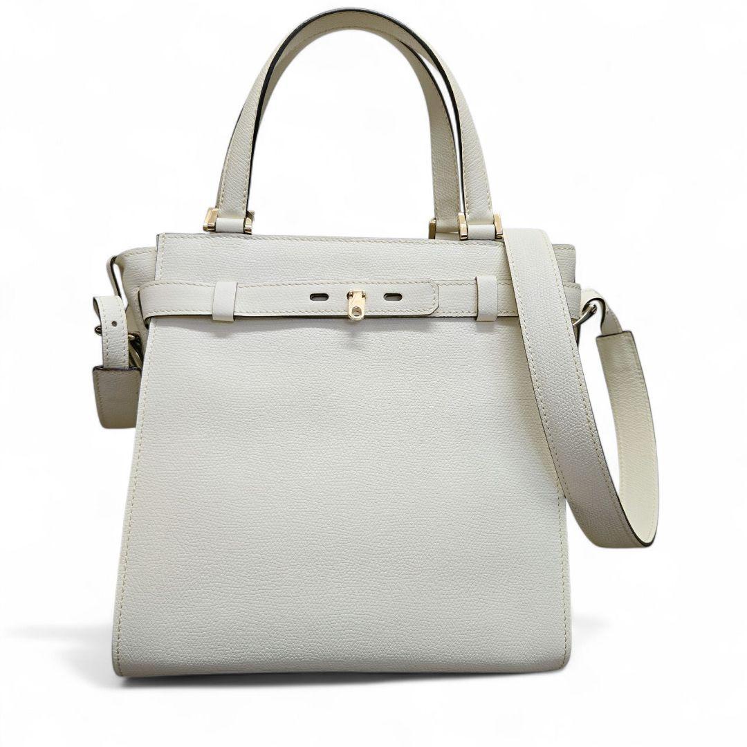 新品✨ヴァレクストラ Bキューブ レザー 2WAYハンドバッグ ホワイト