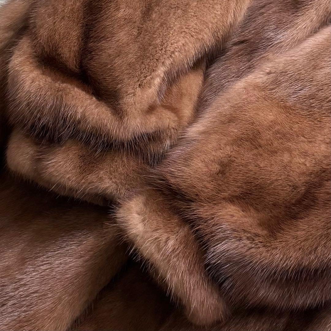 本毛皮☆デミバフミンク サガミンク ファーコート なめし柔らか◎ 毛艶◎ 15号