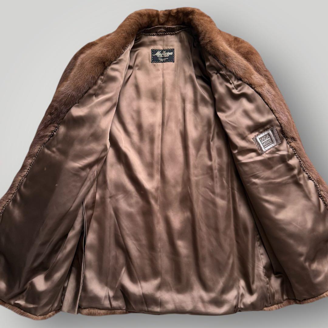 本毛皮☆デミバフミンク サガミンク ファーコート なめし柔らか◎ 毛艶◎ 15号