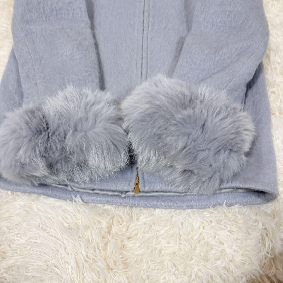 美品　ダイアグラム ノーカラーシャギージャケット フォックスファー2way