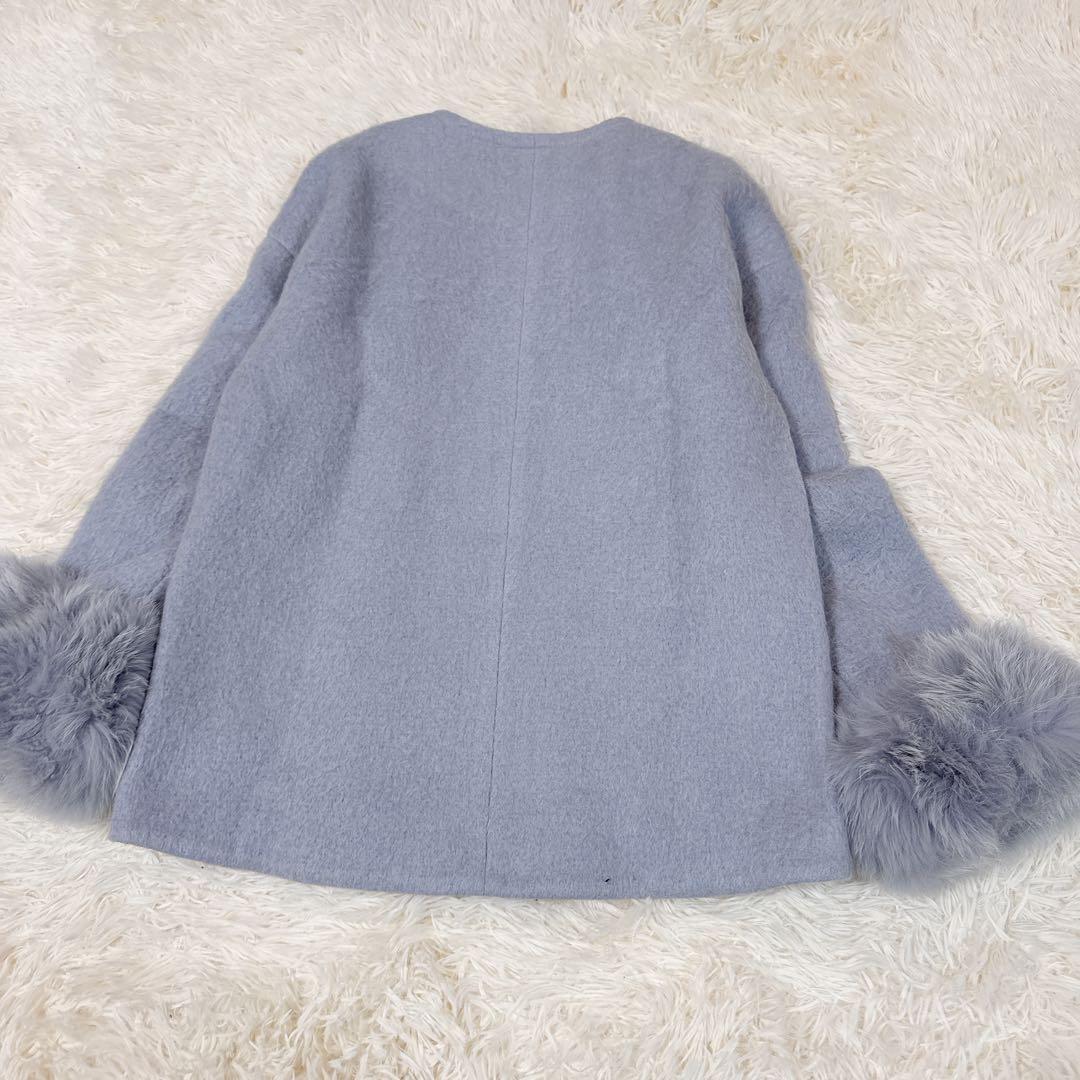 美品　ダイアグラム ノーカラーシャギージャケット フォックスファー2way