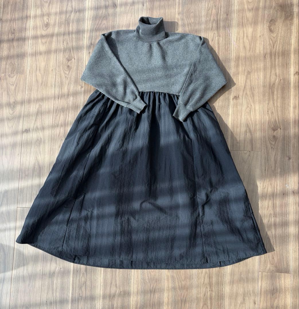 BEARDSLEY2025ニットコンビギャザー ワンピース