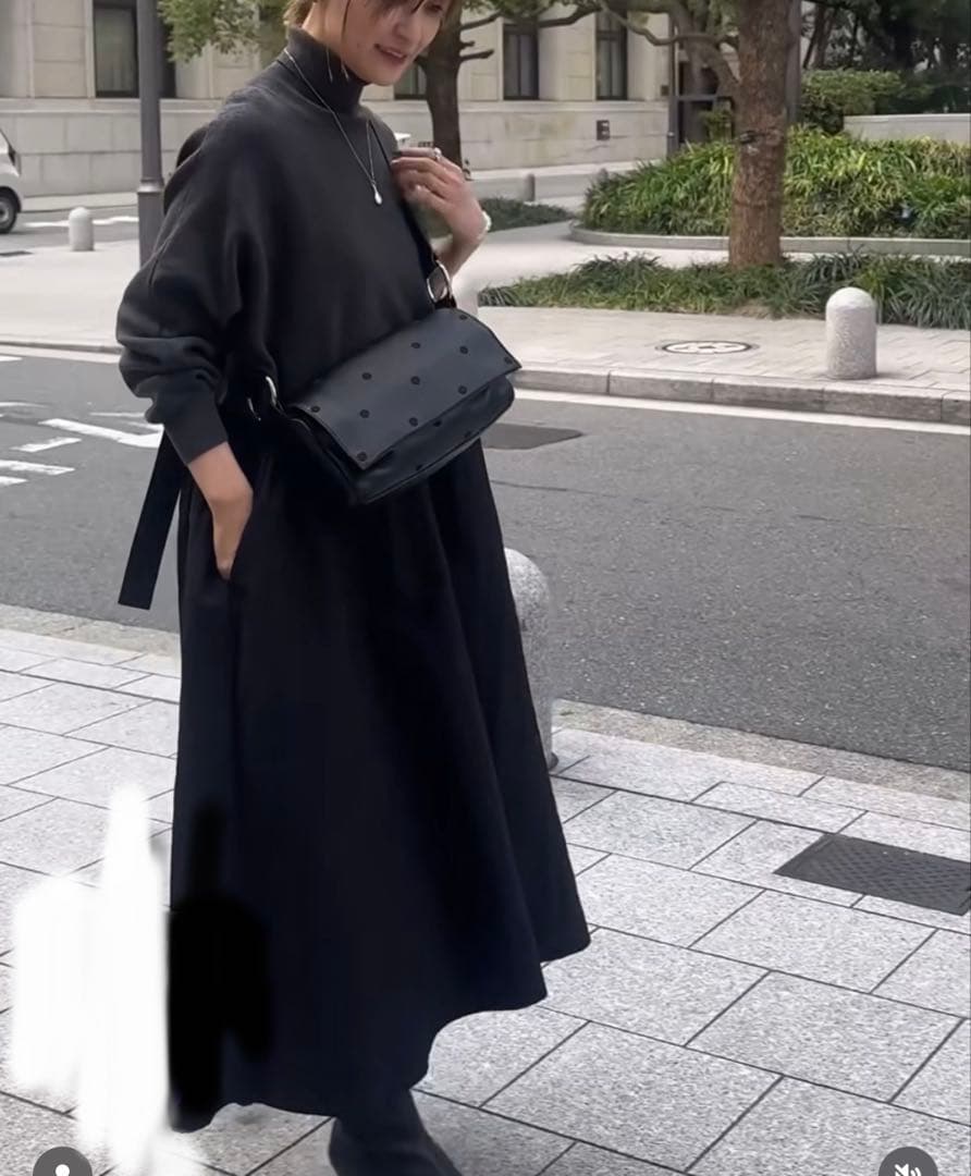 BEARDSLEY2025ニットコンビギャザー ワンピース