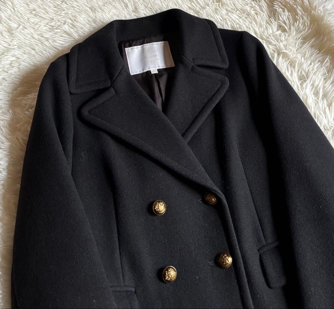 KAON バックフリルウールコート　黒S 超美品