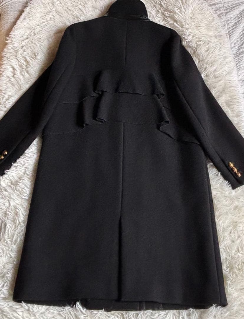 KAON バックフリルウールコート　黒S 超美品