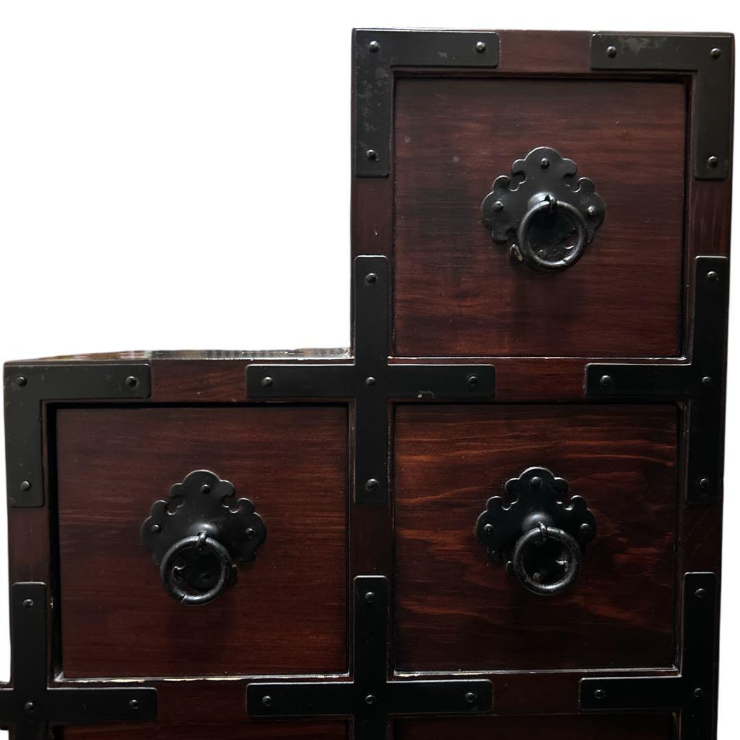 階段箪笥 古民家家具 アンティーク 小引出し 飾り棚 和箪笥 レトロモダン