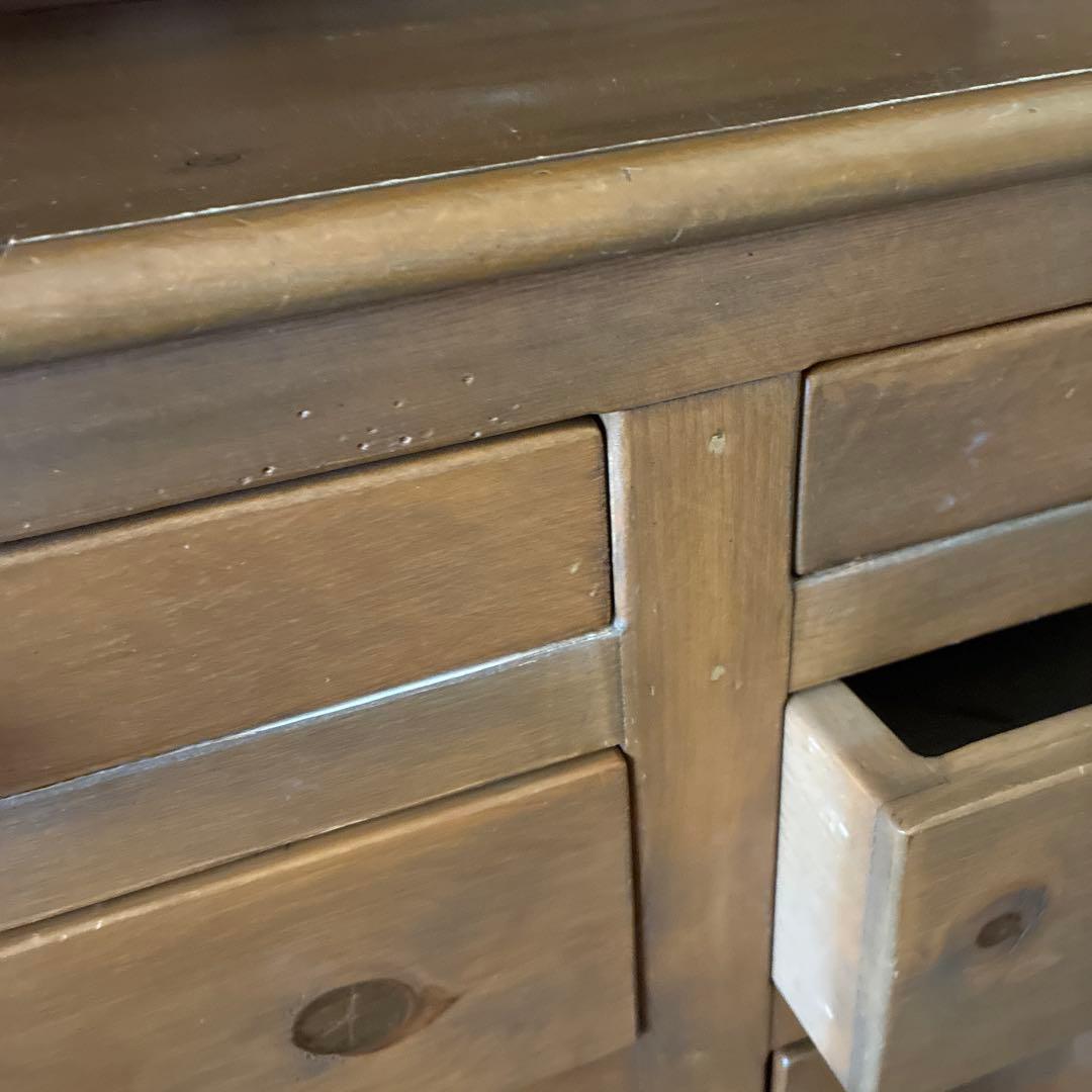 アンファン　食器棚 木製ガラス扉付きキャビネット