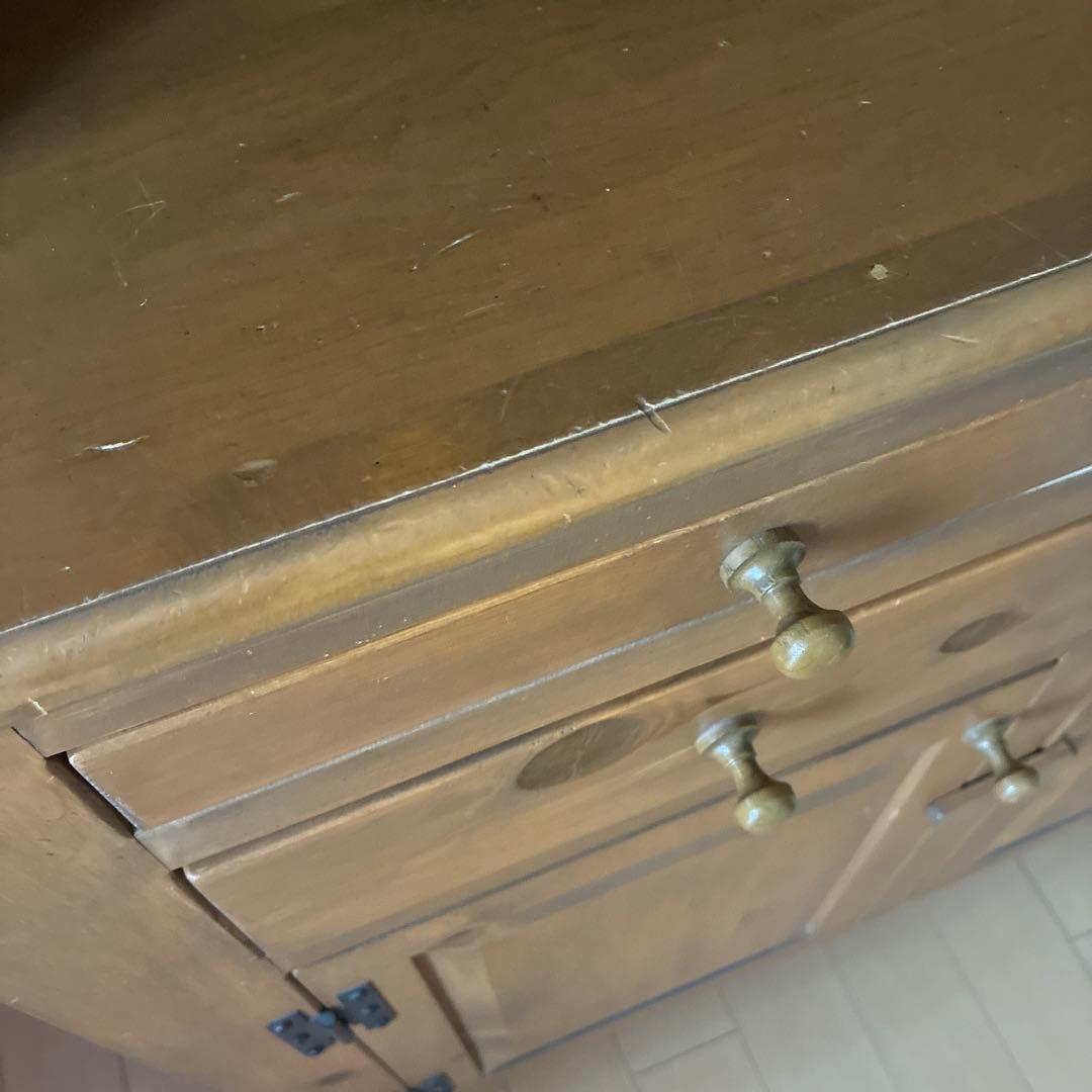 アンファン　食器棚 木製ガラス扉付きキャビネット