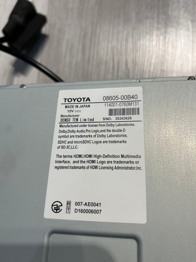 トヨタ カーナビ 本体 08605-00B40