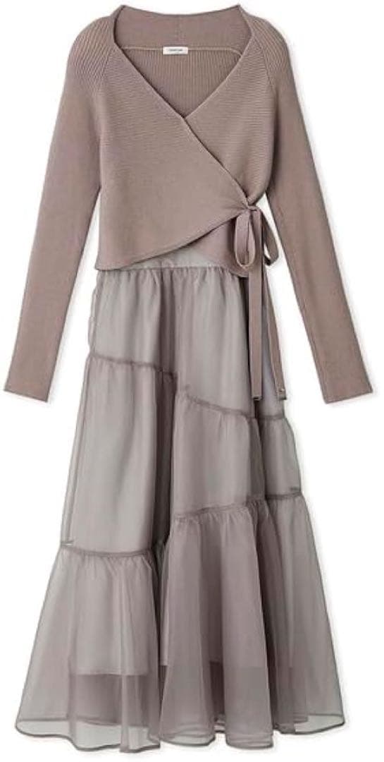 美品　FRAY I.D ニットドッキングカシュクールワンピース　ピンク