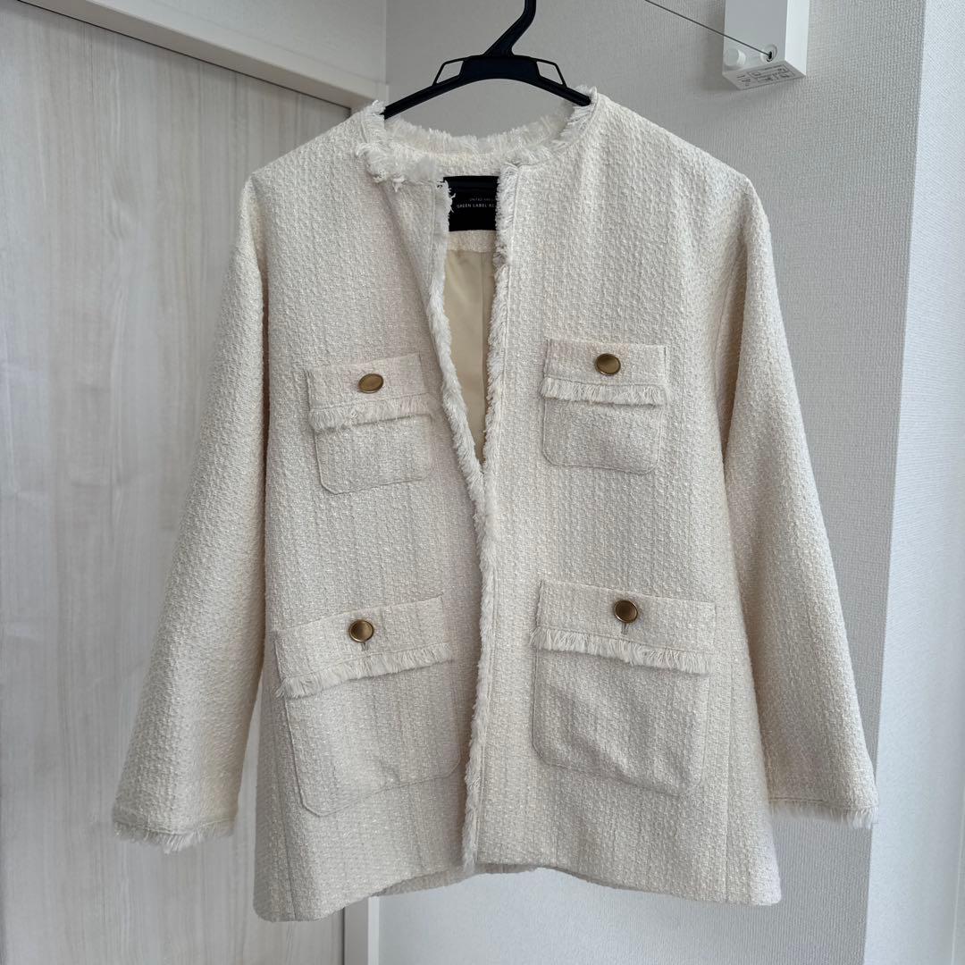 【新品タグ付き】グリーンレーベルリラクシング　 ノーカラージャケット 36