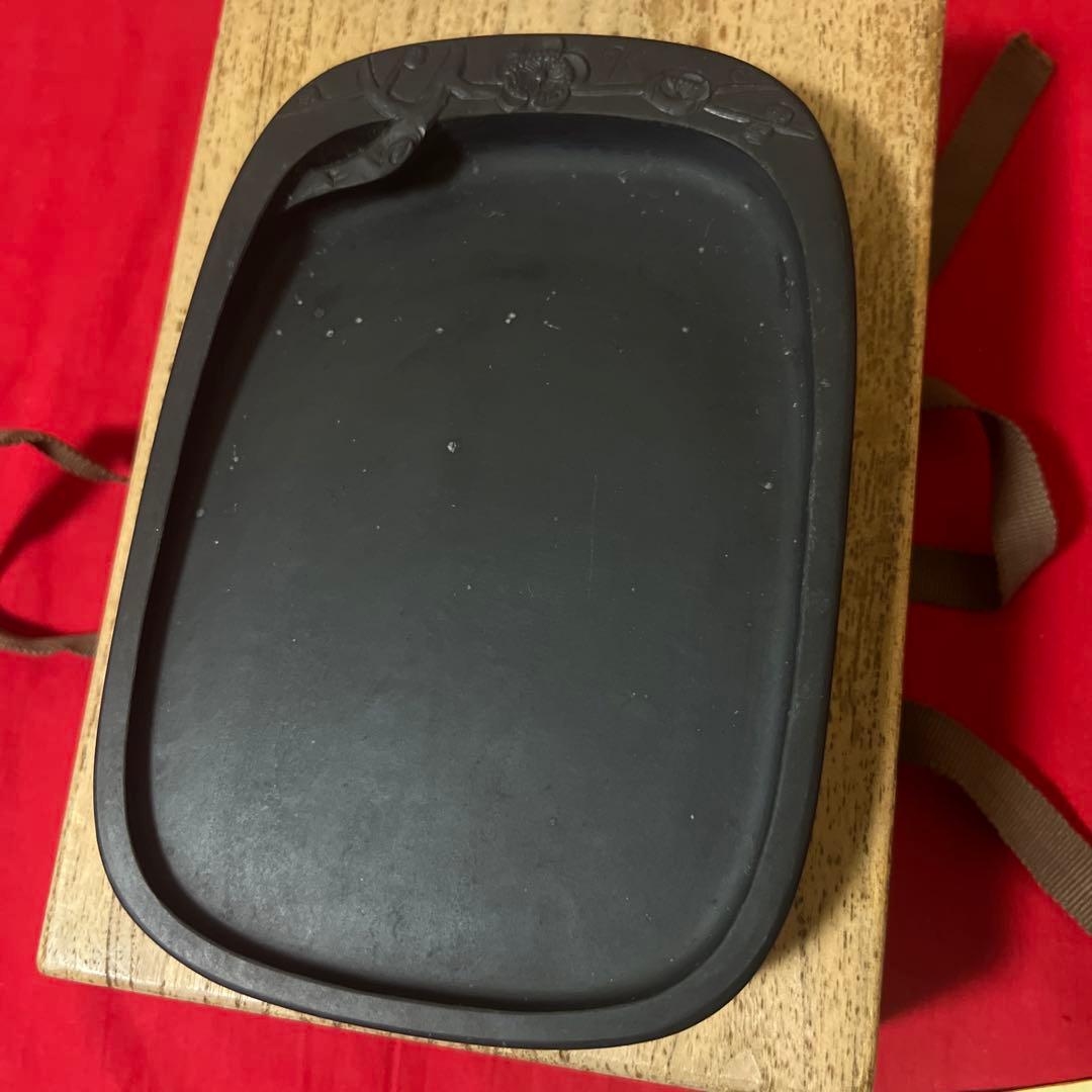 【十一世 雨宮静軒 作】甲斐 雨端硯「雨端有利硯」 蓋付 共箱附・和硯 書道具