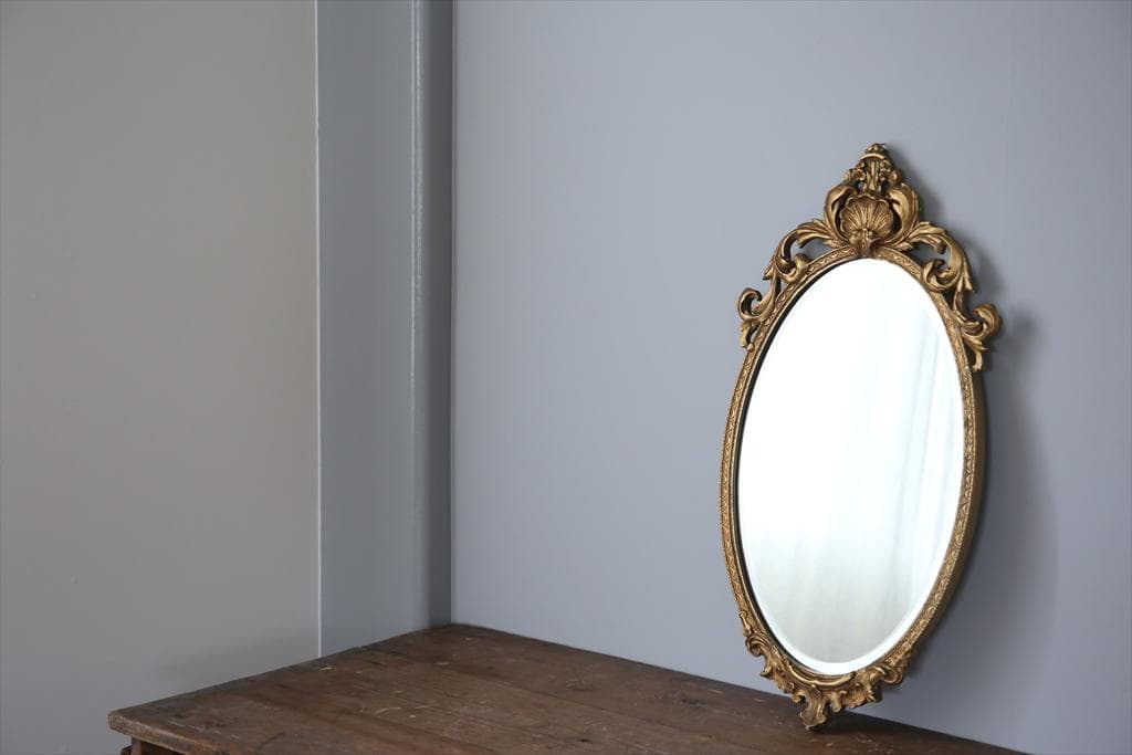 英国アンティークゴールドフレームミラー/壁掛け鏡ウォールミラー(79-298-7