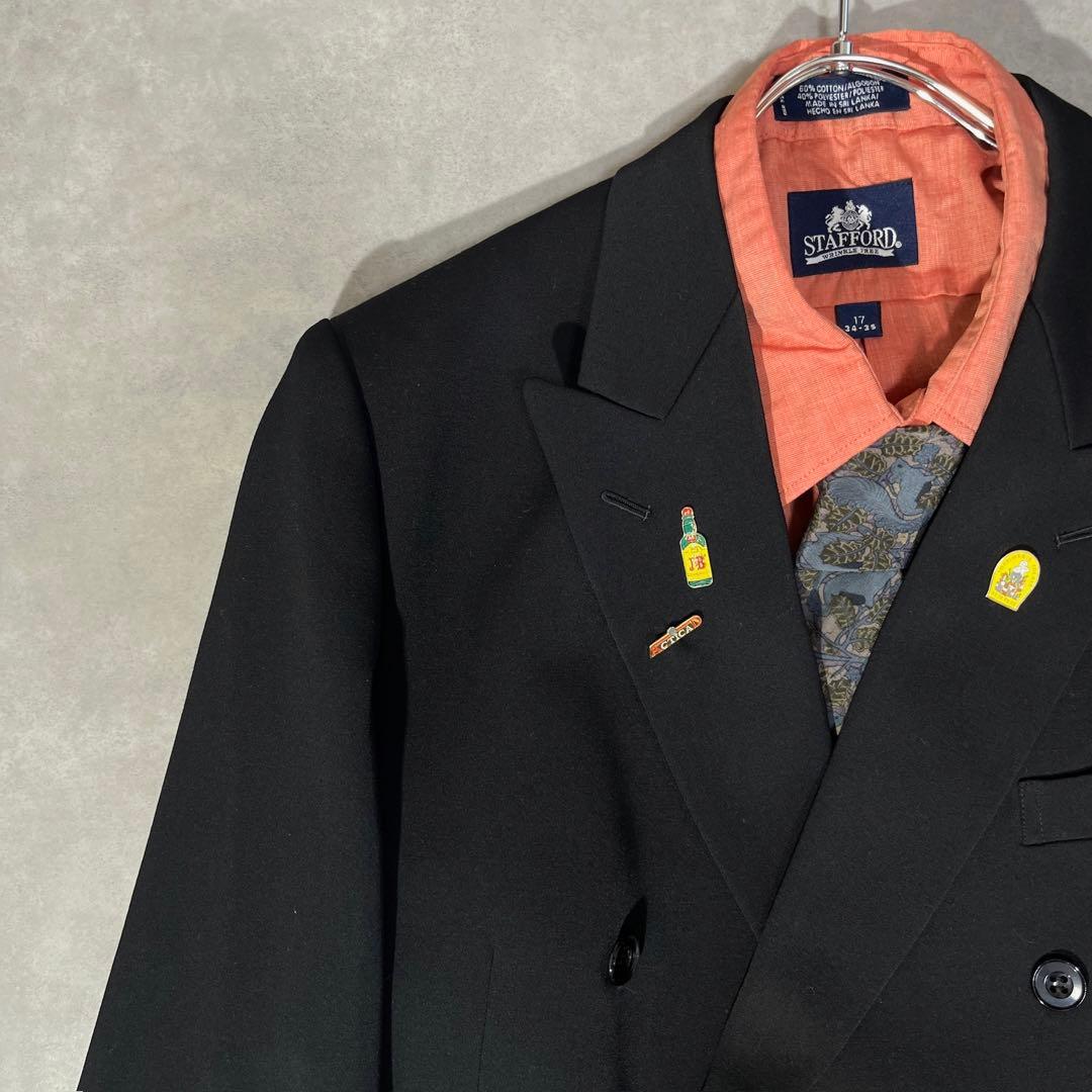 [F.077]【vintage】 セットアップ ダブル　ピンズ　ネクタイ