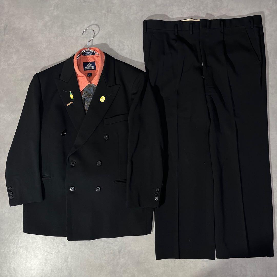 [F.077]【vintage】 セットアップ ダブル　ピンズ　ネクタイ