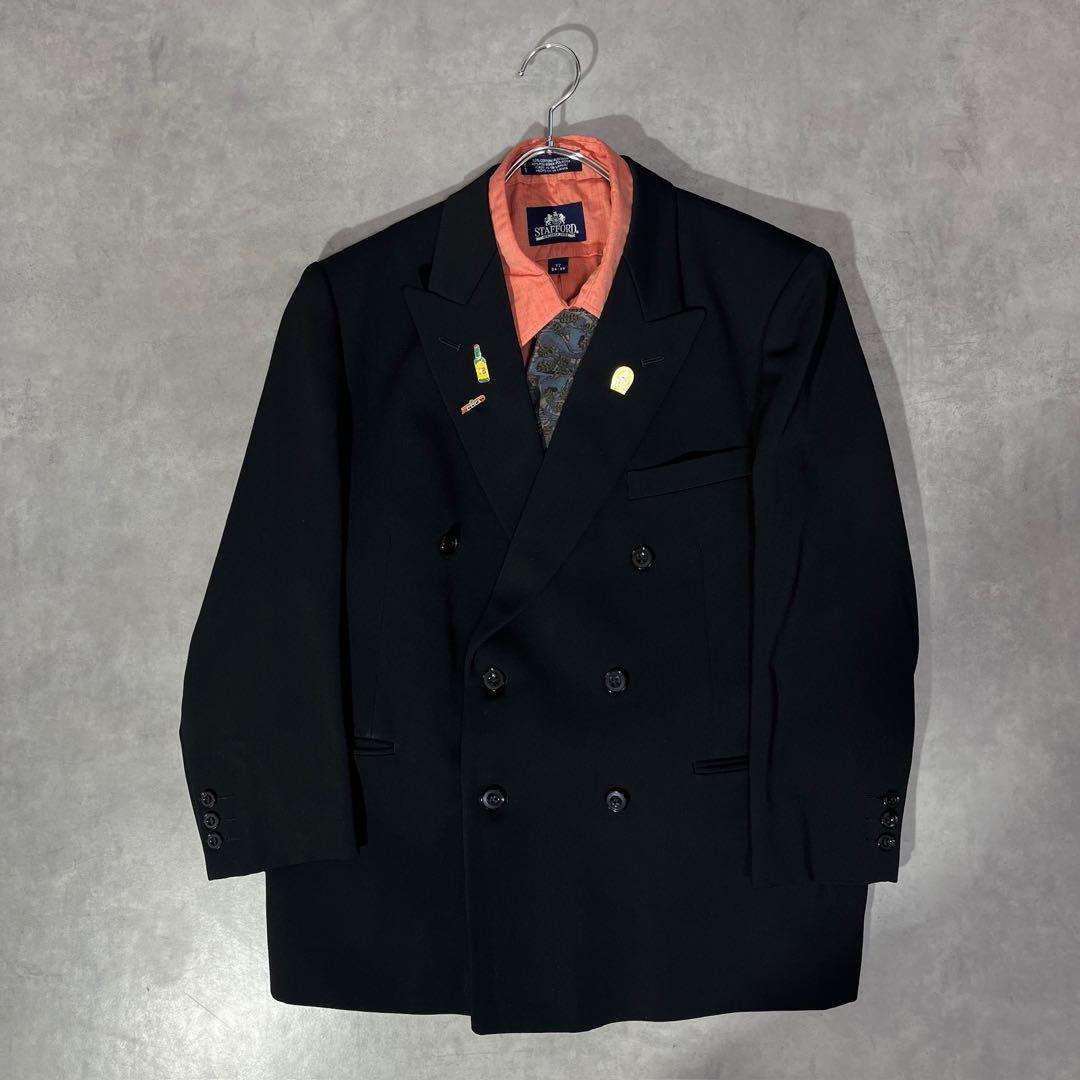 [F.077]【vintage】 セットアップ ダブル　ピンズ　ネクタイ