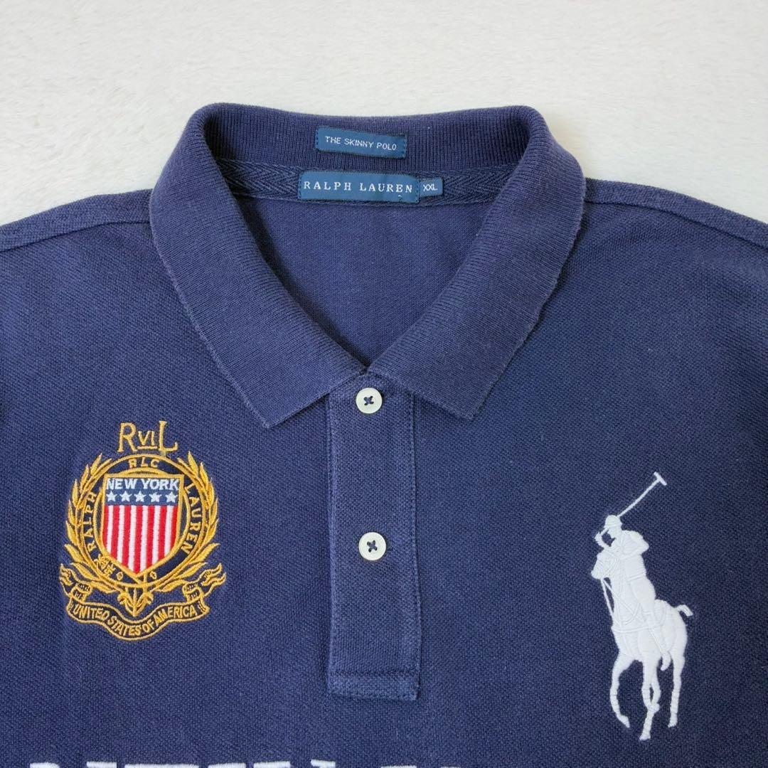 ラルフローレン　ポロシャツ　半袖　ネイビー　ビックポニー　星条旗　ニューヨーク