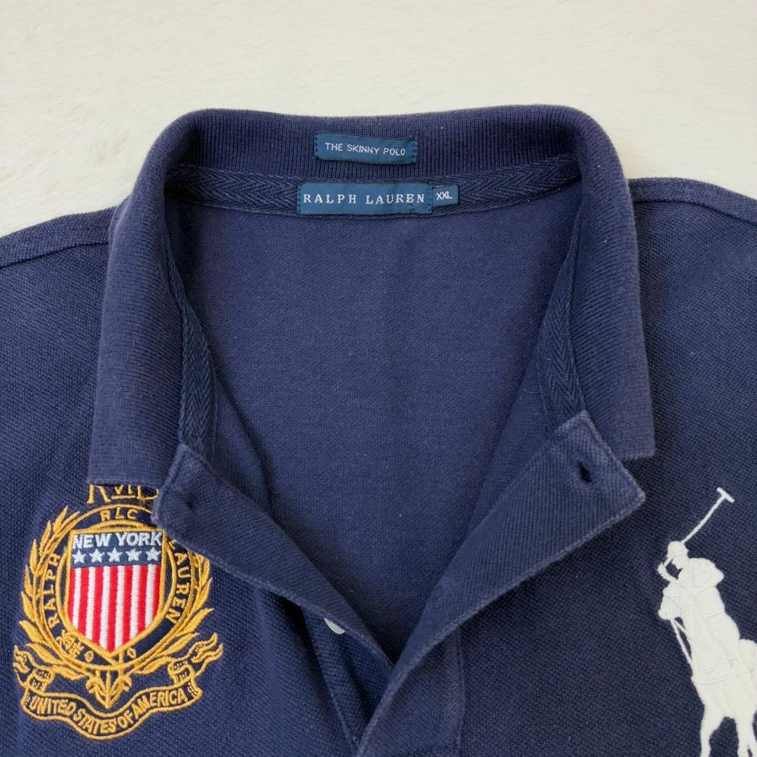 ラルフローレン　ポロシャツ　半袖　ネイビー　ビックポニー　星条旗　ニューヨーク