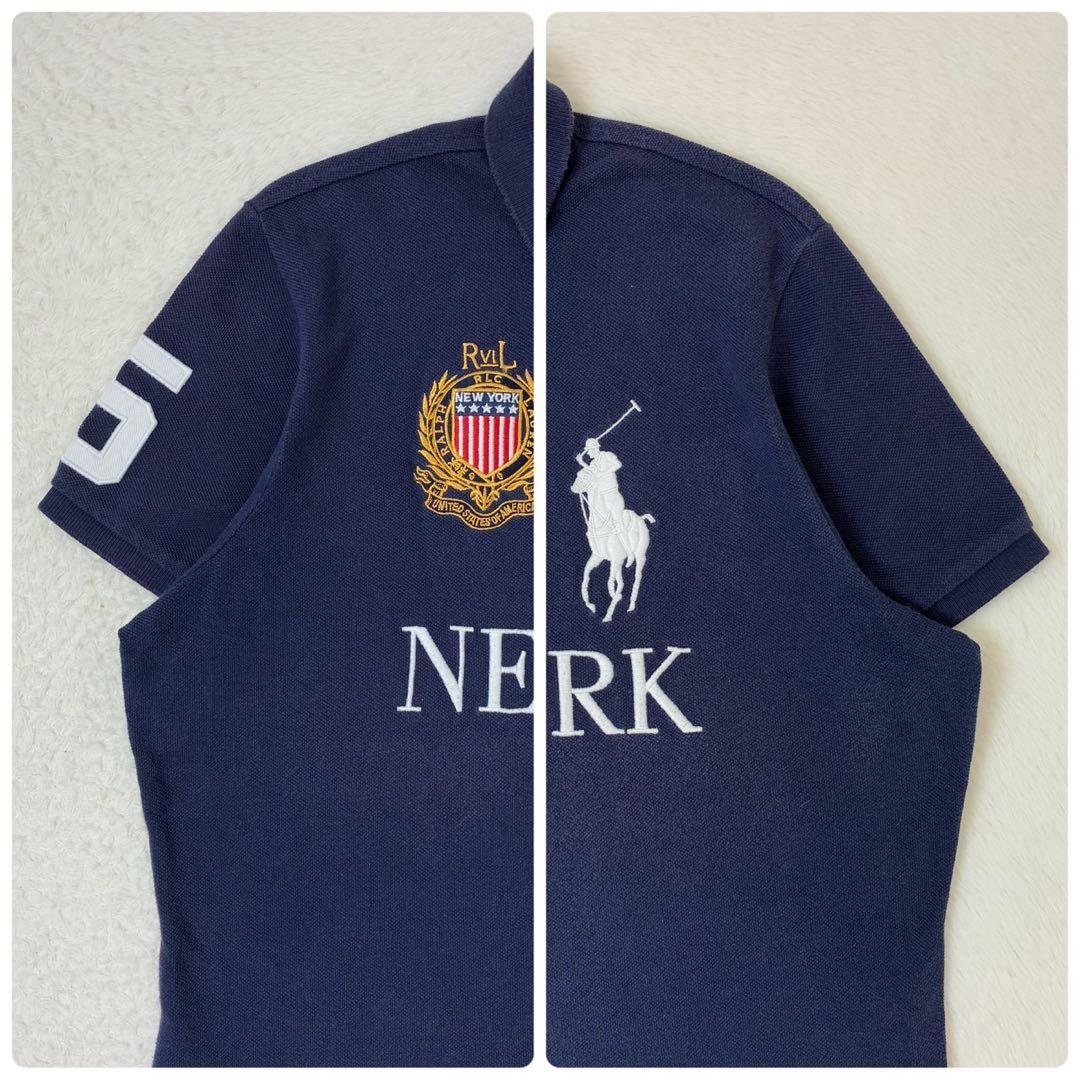 ラルフローレン　ポロシャツ　半袖　ネイビー　ビックポニー　星条旗　ニューヨーク