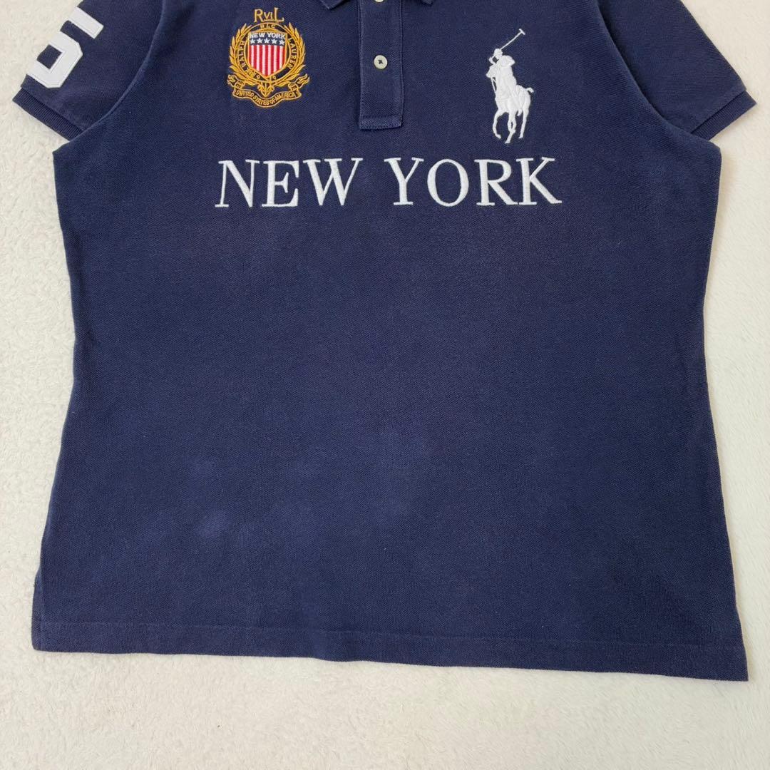 ラルフローレン　ポロシャツ　半袖　ネイビー　ビックポニー　星条旗　ニューヨーク