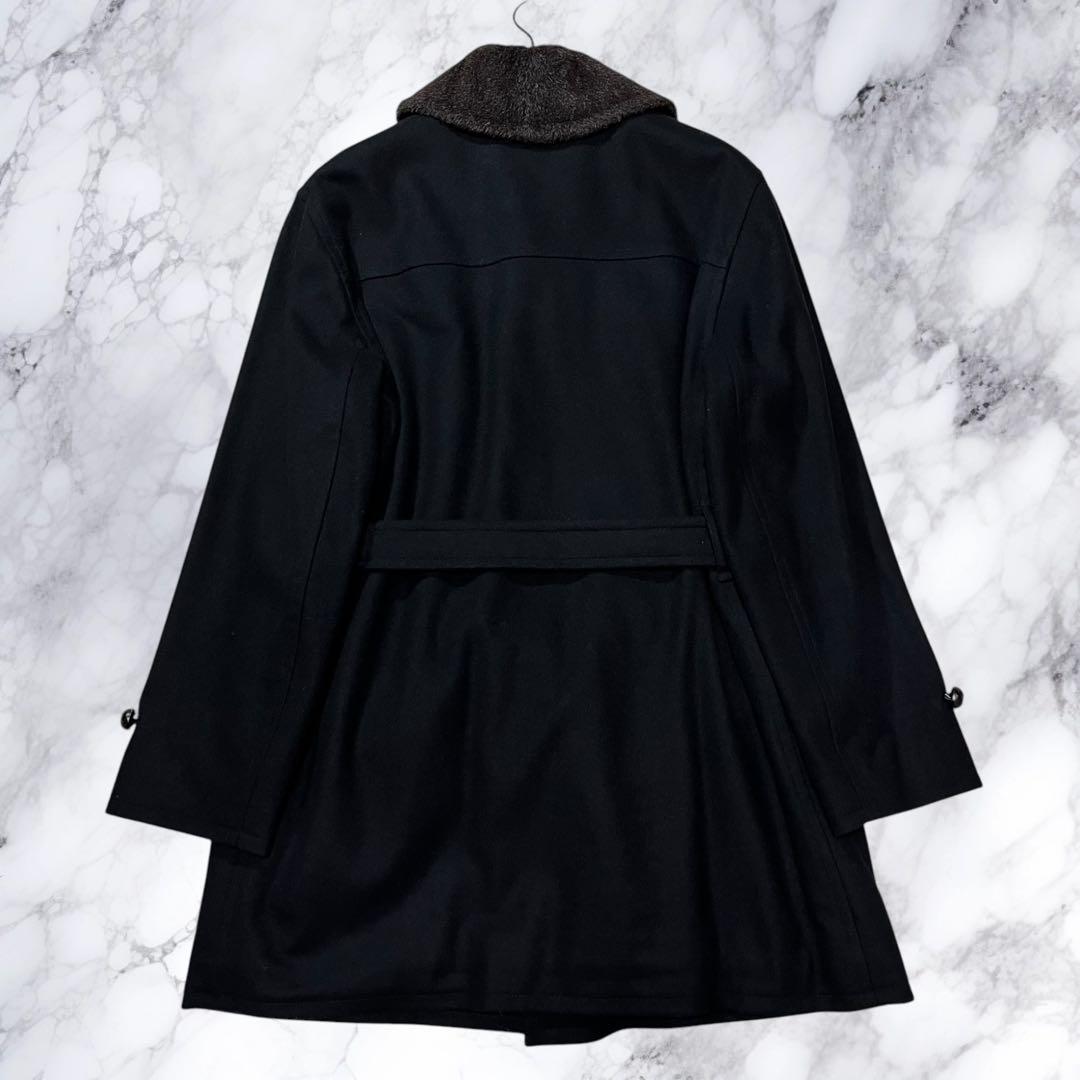 インバーティア ハーフコート アルパカ 切り替え ダブル クルミボタン ブラック