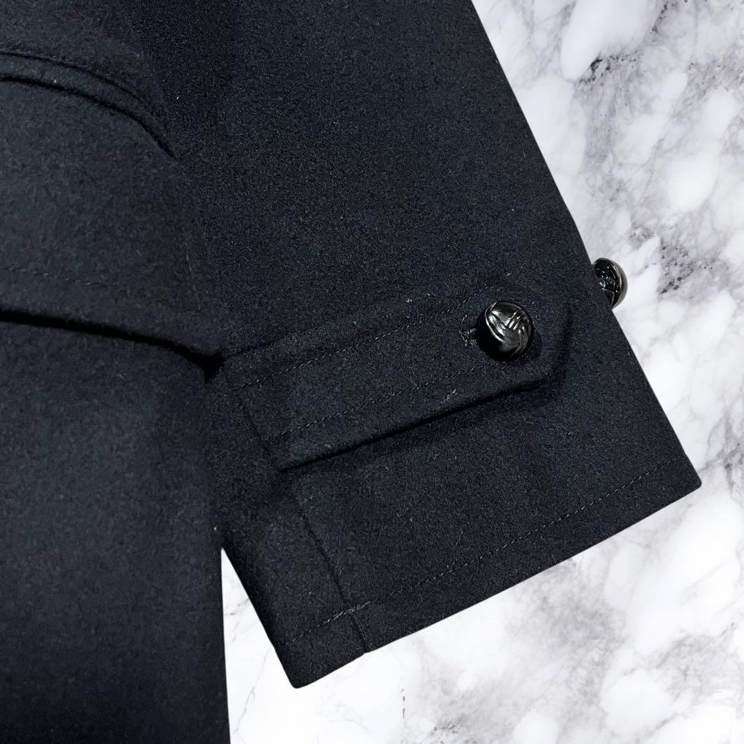 インバーティア ハーフコート アルパカ 切り替え ダブル クルミボタン ブラック