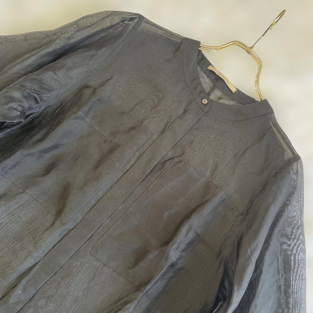 Curensology カレンソロジー　シアーロングシャツ　ブラック