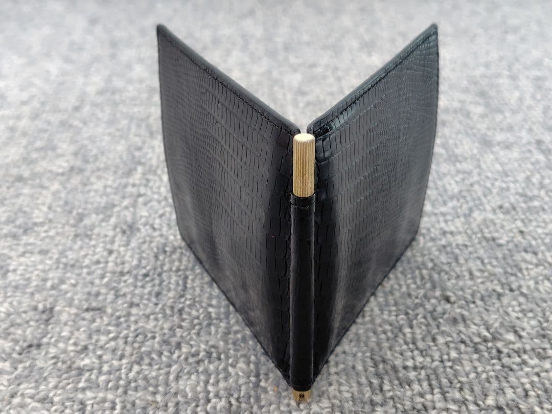 TOM FORD マネークリップ 財布 二つ折り 黒 リザード レザー