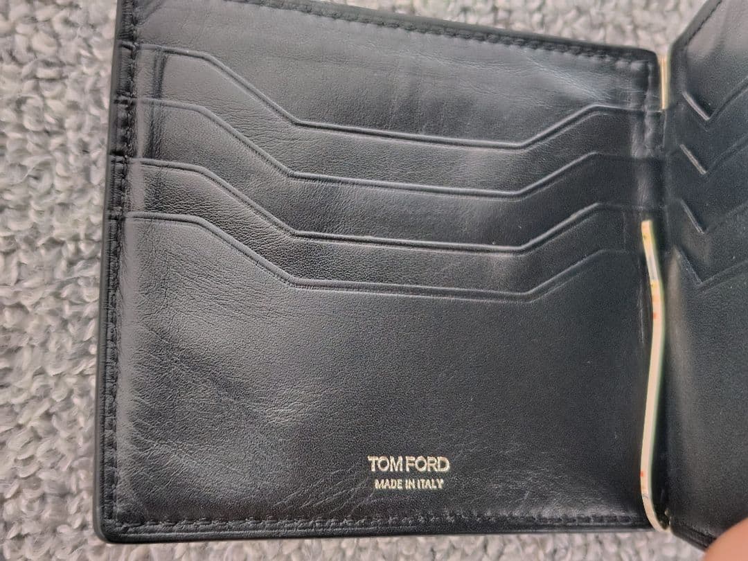 TOM FORD マネークリップ 財布 二つ折り 黒 リザード レザー