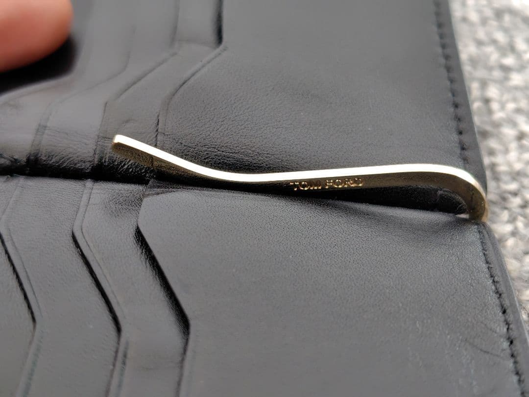 TOM FORD マネークリップ 財布 二つ折り 黒 リザード レザー