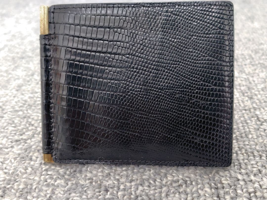 TOM FORD マネークリップ 財布 二つ折り 黒 リザード レザー