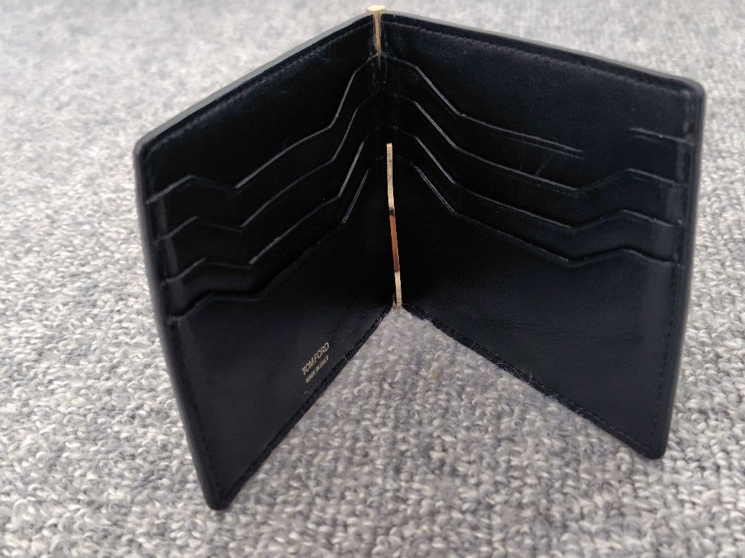 TOM FORD マネークリップ 財布 二つ折り 黒 リザード レザー