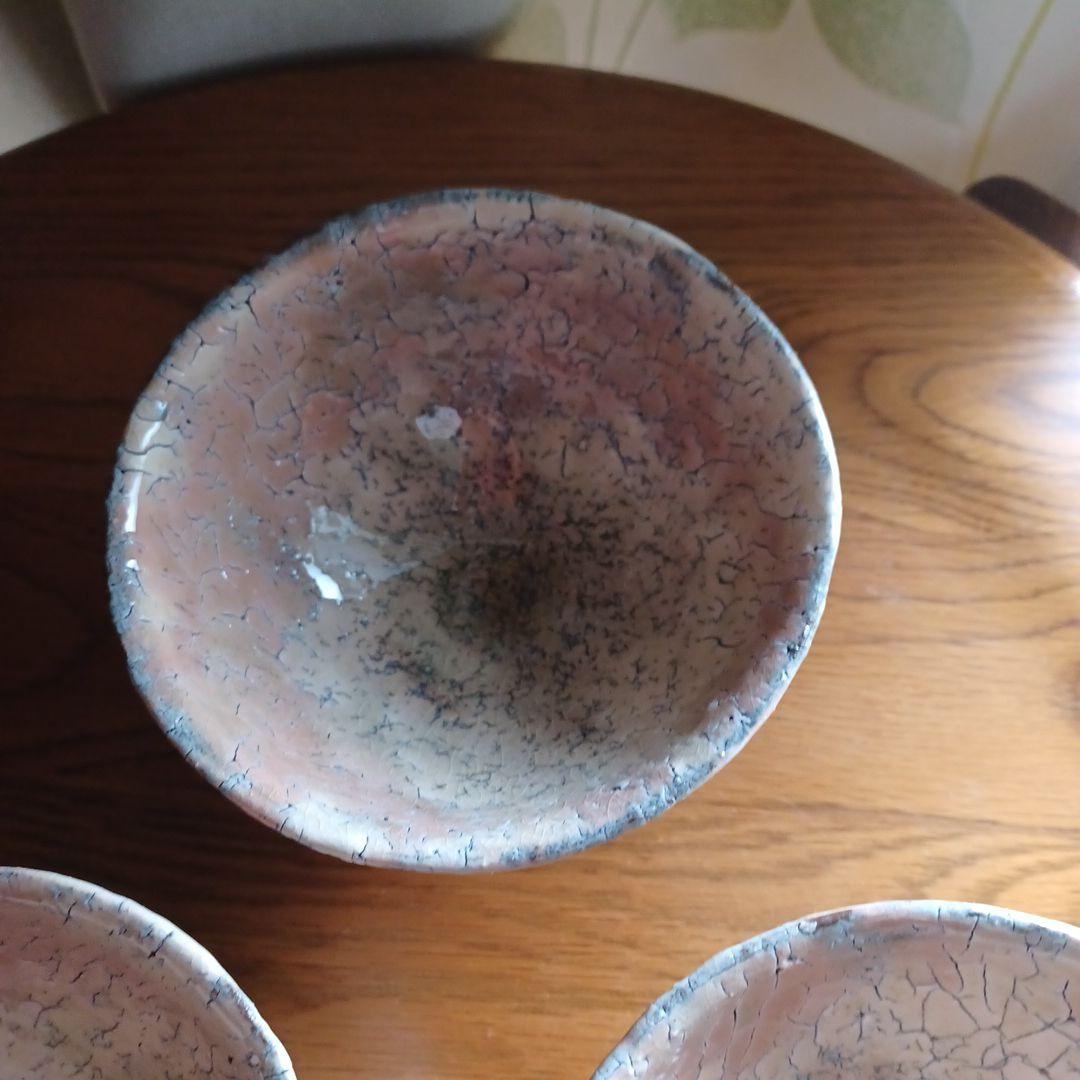 萩焼 鬼萩 黒田岳 汲出茶碗　3客セット　共箱