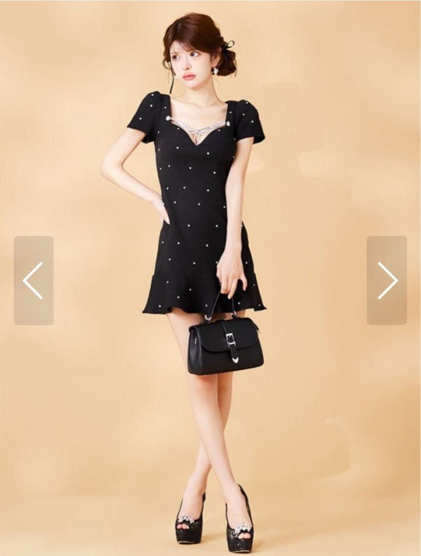 JEWELS ビジューリボンマーメイドミニドレス