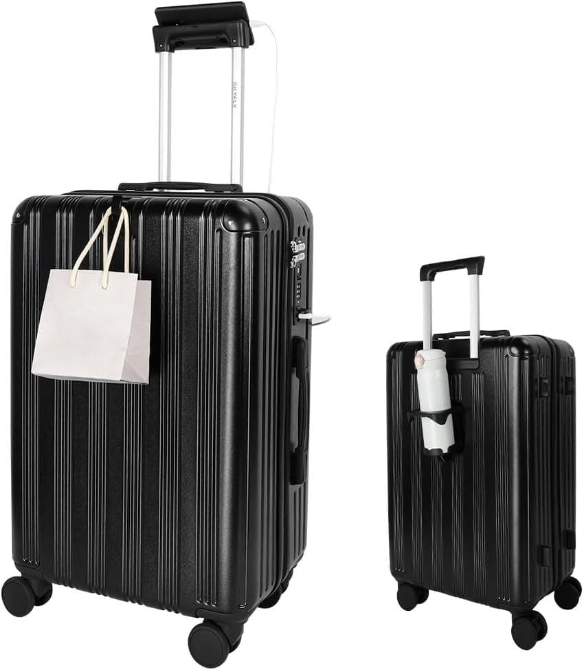 キャリーケース L ブラック黒 88L 耐衝撃 TSA カップホルダー USB