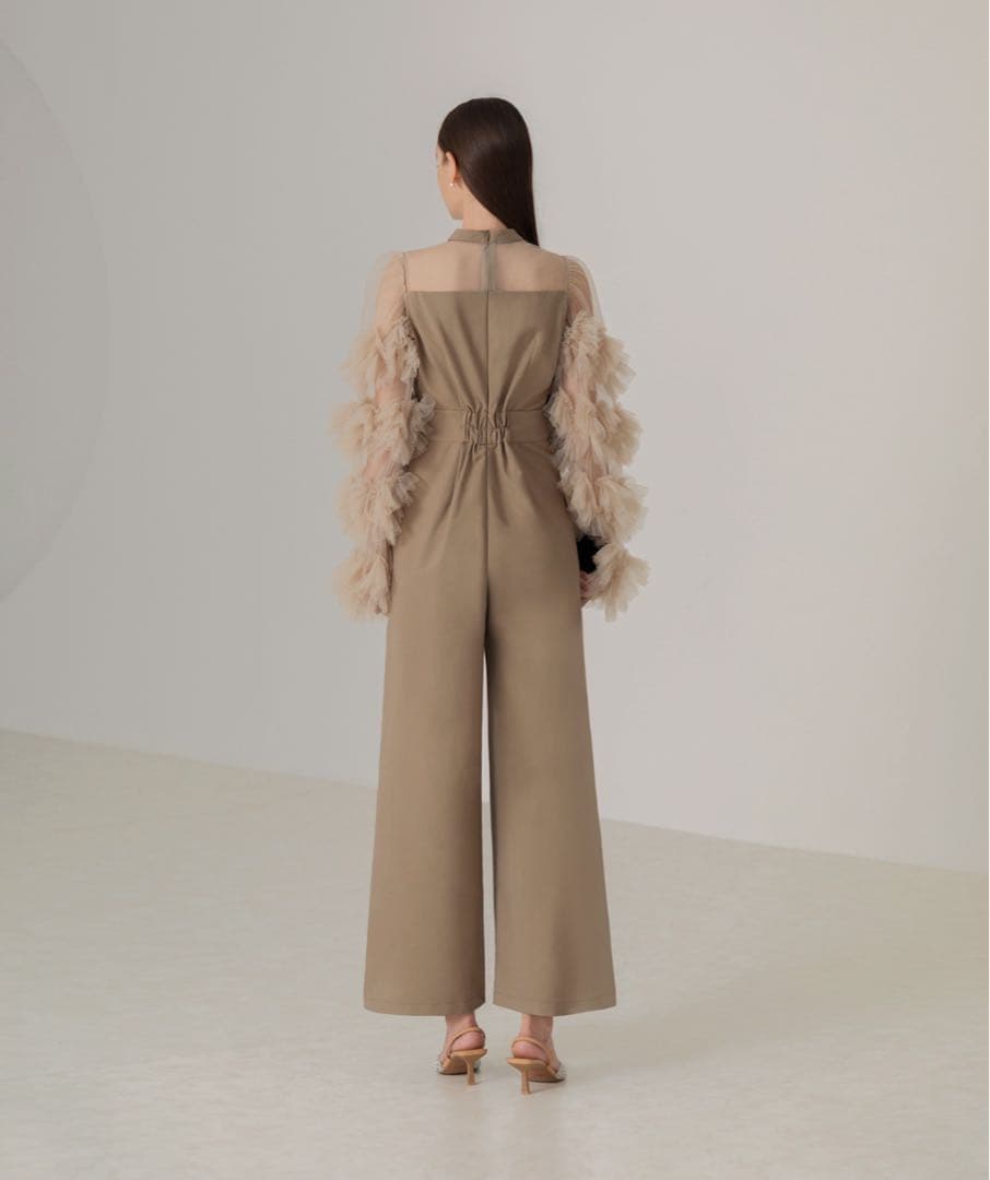 【LEJA】ボリュームチュールスリーブオールインワンパンツドレス Mサイズ