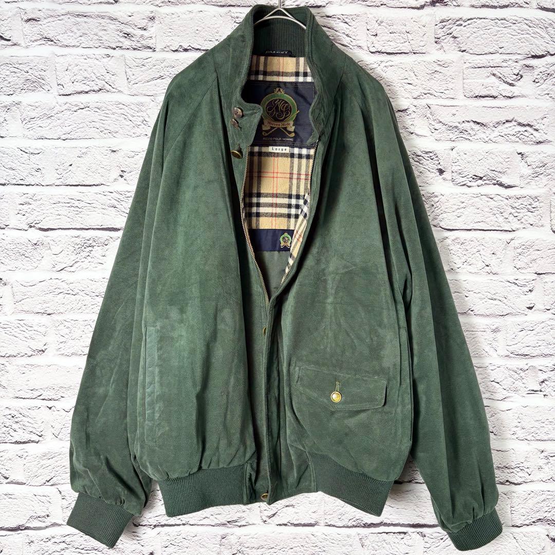 Vintage スウィングトップ スエード Lsize 裏地チェック 豪華ボタン