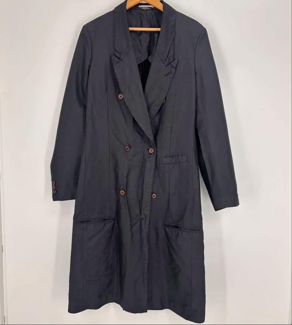 19AW ポリ縮絨　ダブルロングチェスターコート　間延び　PD-J062