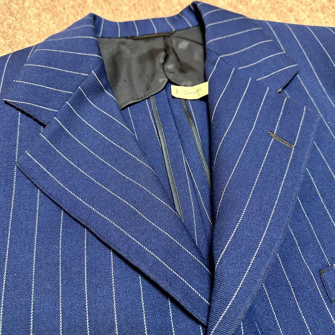 テーラード 3ピーススーツ シングル ネイビー ストライプ 40s 50s